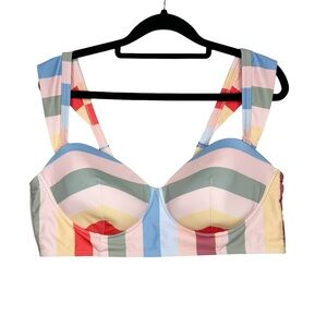 Modcloth Striped Balconette Underwired Bikini Top Size 1X